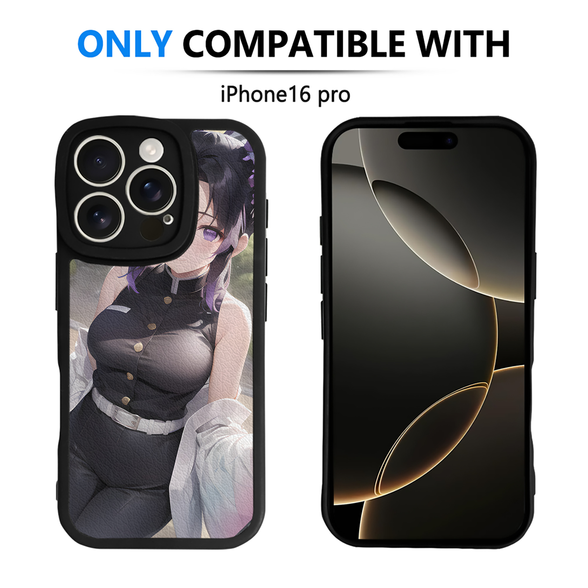 （画像用） 鬼滅の刃（きめつのやいば）蟲柱-胡蝶 しのぶ／こちょう しのぶ Kochou Shinobu 【iPhone 16シリーズ対応】シリコンスマホケース（レザー調） 材質：シリコン